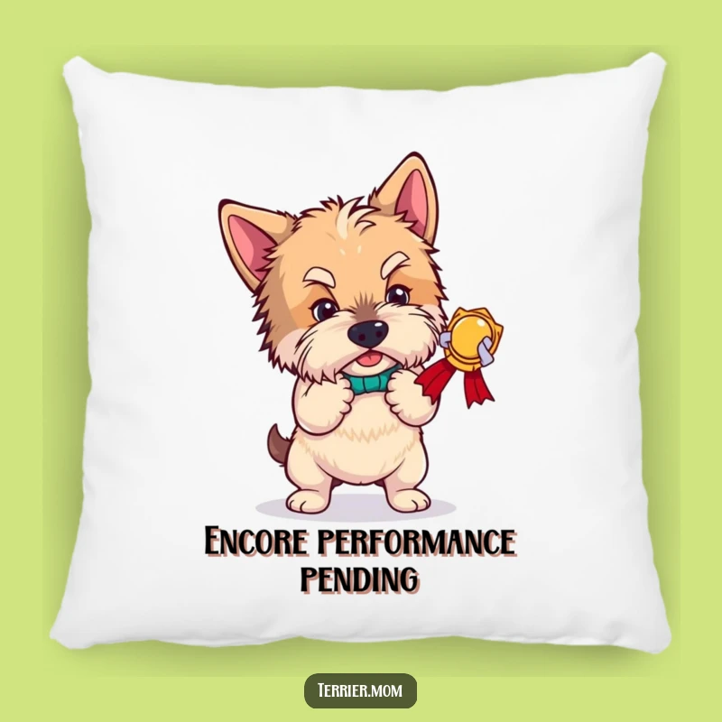 Funny Terrier Award Bow Pillow: Cozy and Hilarious Dog Gift for Couch Potatoes!