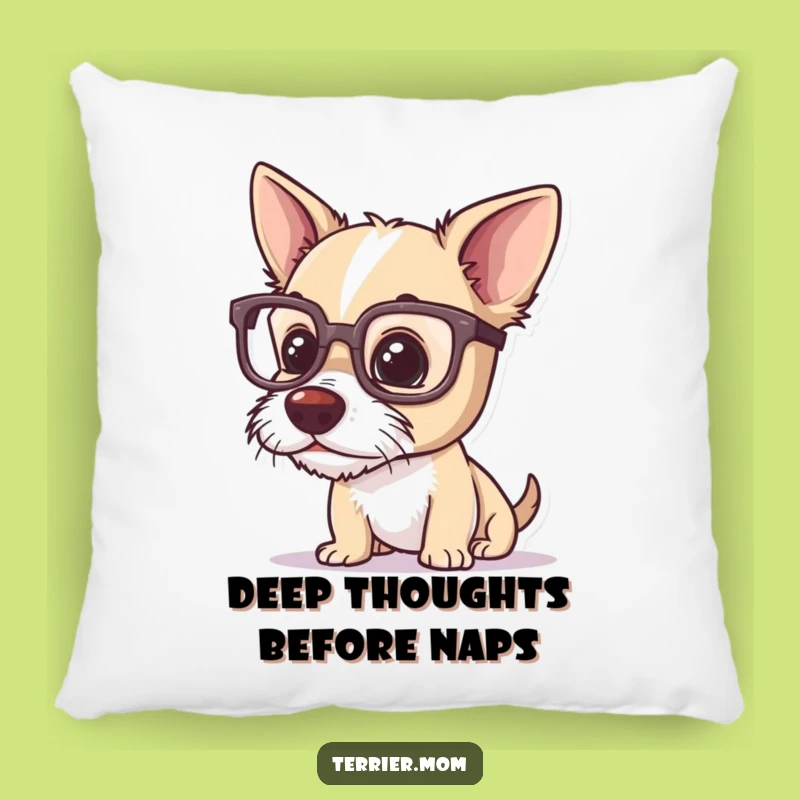 Funny Terrier Glasses Pillow: Cozy and Hilarious Dog Gift for Thinkers!
