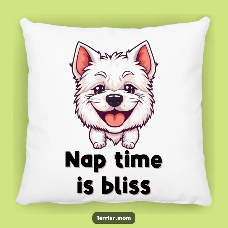 Funny Goofy Grin Terrier Pillow - Comfy Happy Dog Decor Gift
