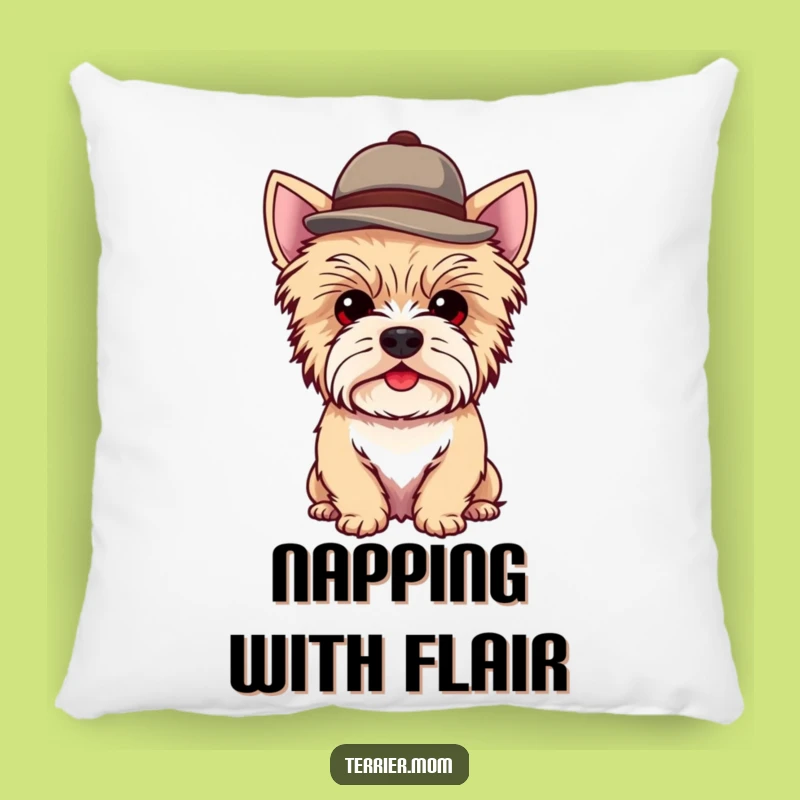 Funny Kawaii Terrier Dog Pillow: Dapper Comfort With a Jaunty Hat