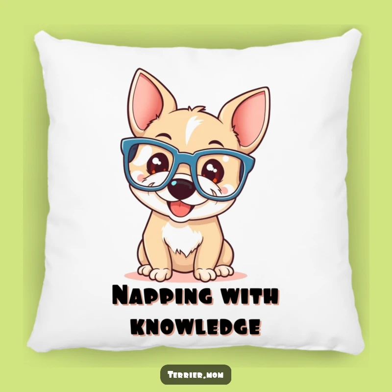 Funny Terrier Glasses Pillow: Cozy Reading Dog Cushion, Comfort Gift