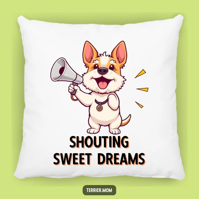 Cozy Funny Terrier Megaphone Pillow: Soft Support for Your Rallying Spirit