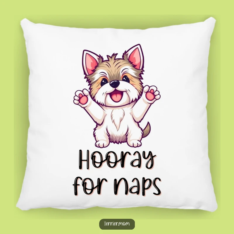 Soft Funny Kawaii Terrier Hooray Pillow - Plush Celebration Decor