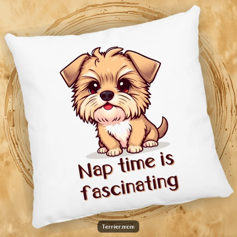 Funny Kawaii Terrier Dog Pillow, a soft cushion featuring a cute puppy tilting its head curiously.