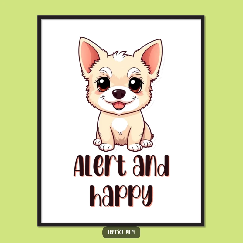 Funny Kawaii Terrier Dog Digital Art: Instant Happy Vibes