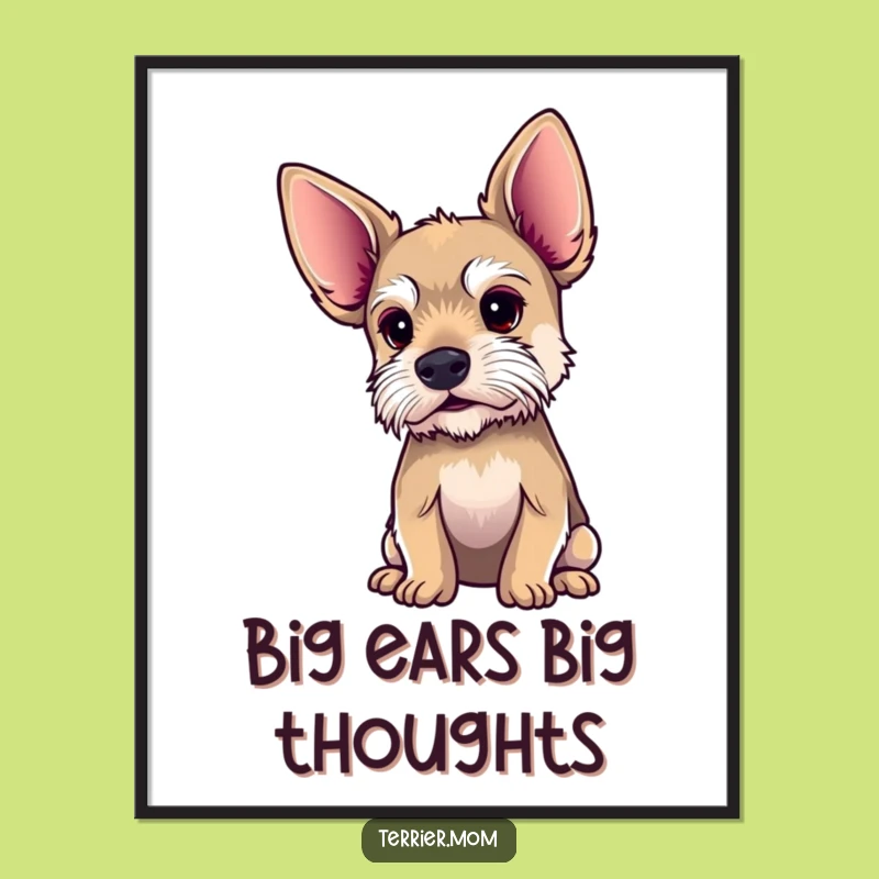Instant Eavesdropping: Funny Big Ears Terrier Digital Art Print for Curious Eyes!