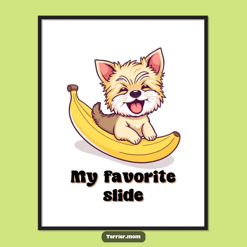 Funny Giggling Terrier Dog Banana Peel Slide Digital Art - Instant Laugh Gift