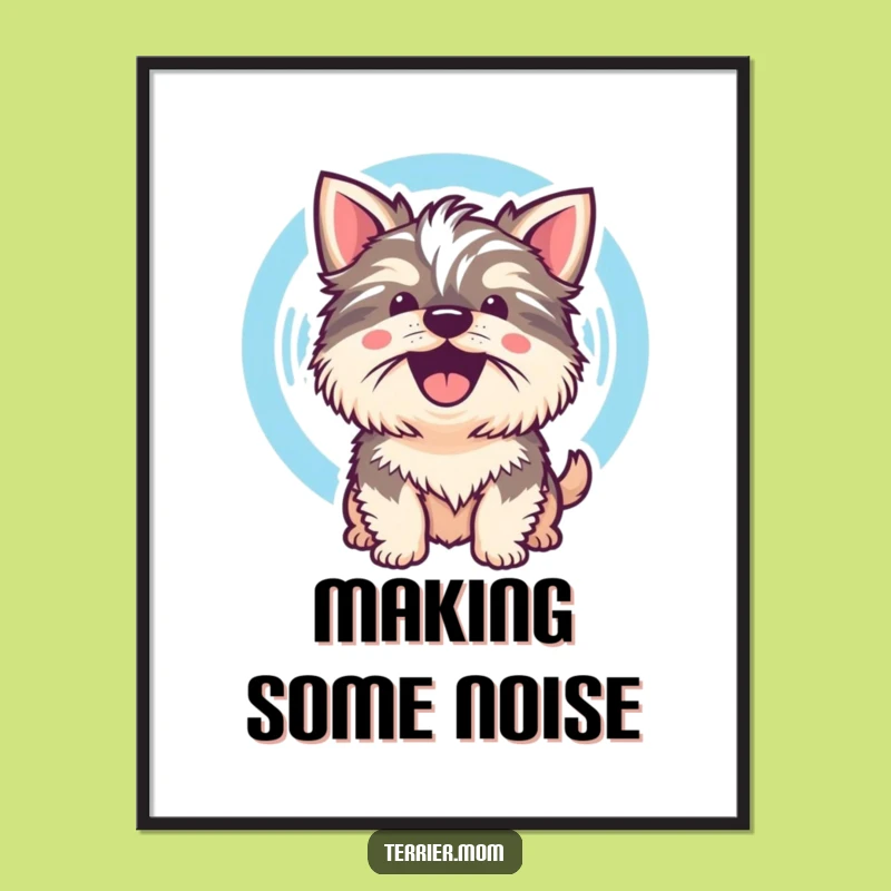 Funny Kawaii Terrier Dog Digital Art: Instant Bark Sound Wave for Your Decor