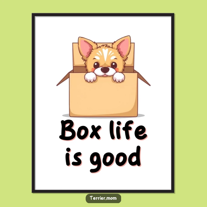 Funny Peek-a-Boo Terrier Digital Art - Curious Dog Box Printable Gift