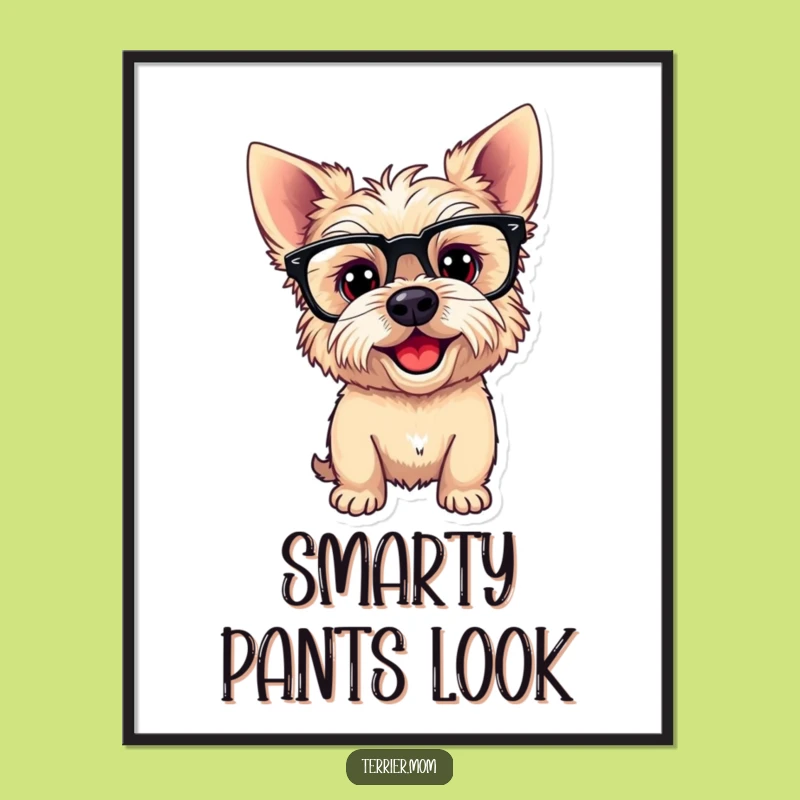 Funny Playful Terrier Dog Digital Print: Goofy Glasses Art, Instant Funny Gift