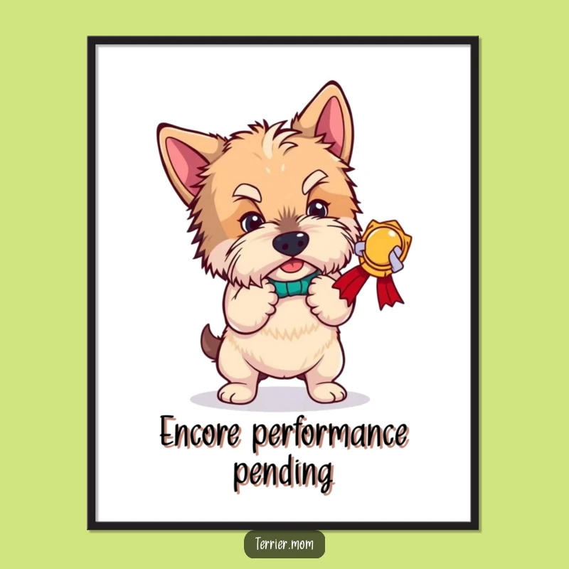 Funny Terrier Award Bow Digital Print: Hilarious Dog Art Gift for Instant Drama!