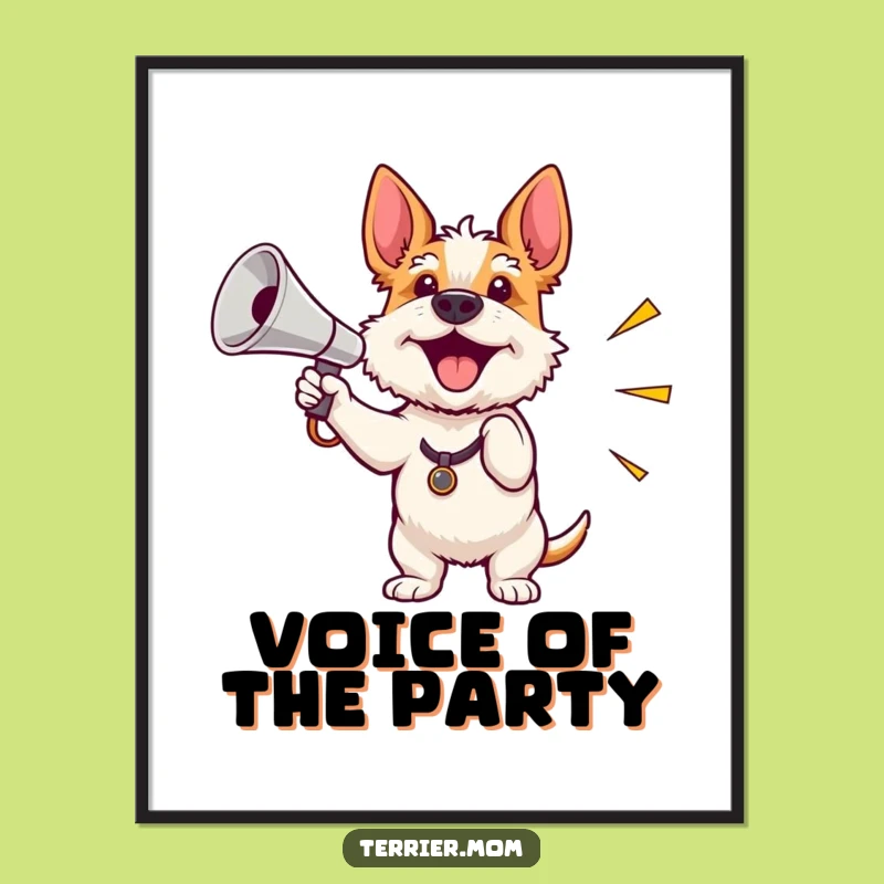 Funny Terrier Megaphone Digital Print: Instant Rallying Art for Your Walls