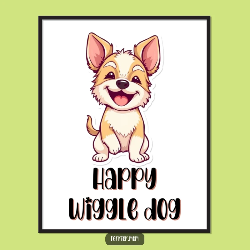 Funny Wiggly Terrier Digital Print: Instant Joy for Your Walls