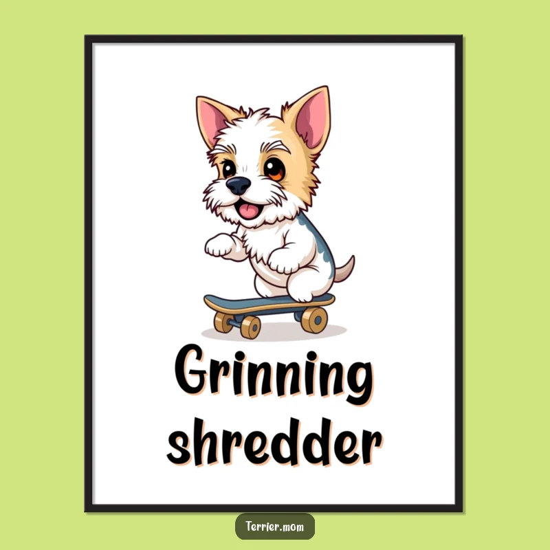 Funny Terrier Skateboard Digital Art: Instant Cool, Perfect Humorous Decor