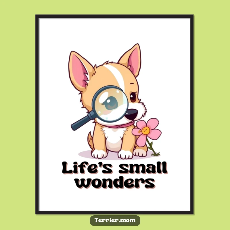 Instant Funny Terrier Flower Investigation Digital Art: Download Curiosity Today!