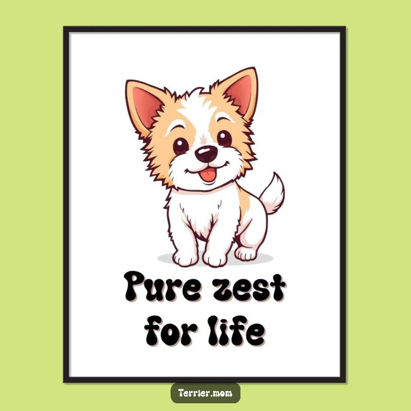 Funny Kawaii Terrier Digital Art - Perky Ears Wagging Tail, Instant Energy!