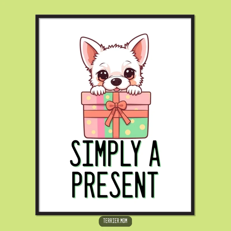 Funny Kawaii Terrier Digital Art: Gift Box Decor, Instant Dog Gift