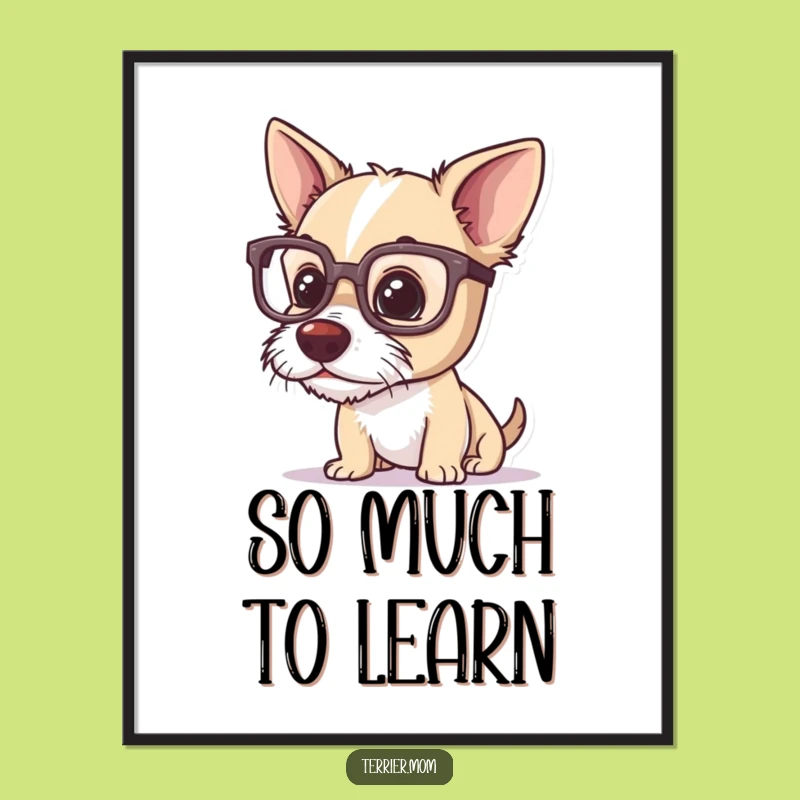 Funny Terrier Glasses Digital Print: Hilarious Dog Art Gift for Instant Intellect!