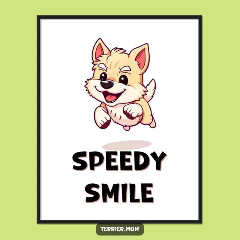 Funny Energetic Terrier Dog Digital Print: Joyful Runner Art, Instant Funny Gift