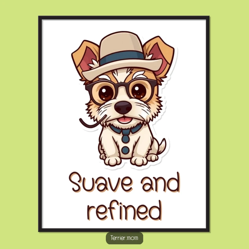 Funny Dapper Terrier Digital Art - Instant Sophisticated Decor for Dog Fans