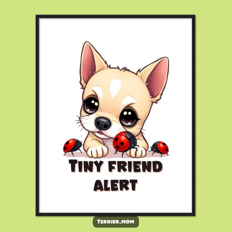 Funny Terrier Ladybug Digital Art: Charming Dog Downloadable Print, Humorous Gift