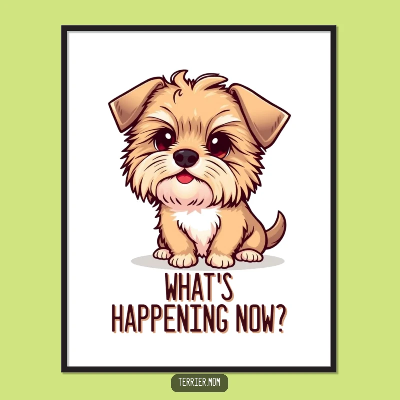 Printable Funny Kawaii Terrier Art - Curious Dog Head Tilt, Instant Funny Gift