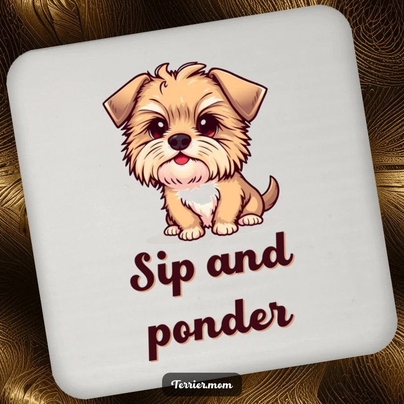 Funny Kawaii Terrier Dog Coasters, a set of cute coasters featuring a puppy with a curious head tilt.