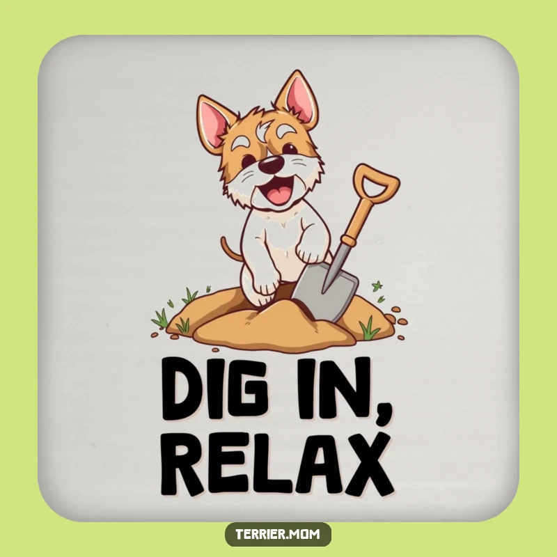 Funny Digging Terrier Coaster - Energetic Dog Shovel Table Protector Gift