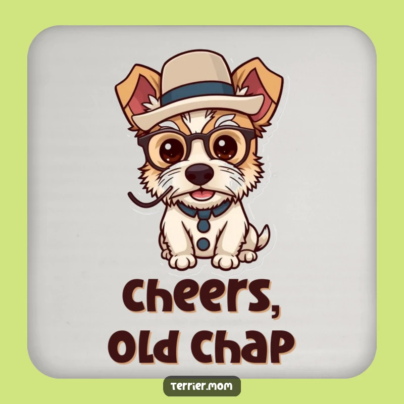 Funny Dapper Terrier Drink Coaster - Protect Surfaces with Pup Panache