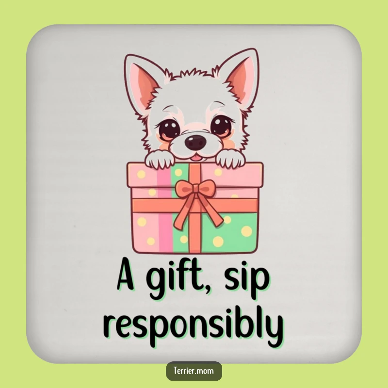 Funny Kawaii Terrier Coaster: Gift Box Charm, Chic Dog Lover Gift