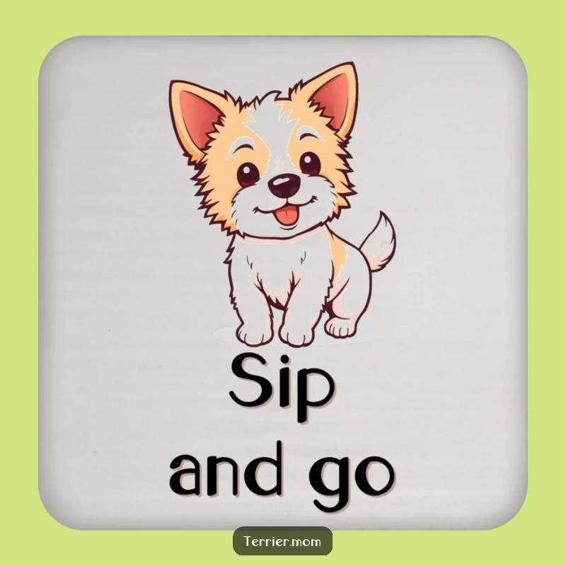 Funny Kawaii Terrier Coaster - Perky Ears Wagging Tail, Protect with Joy!