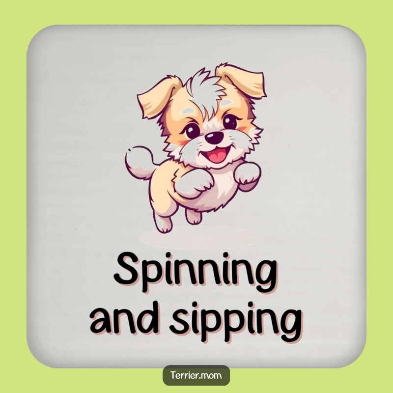 Funny Kawaii Terrier Dog Coaster: Protect Surfaces from Tail Chasing