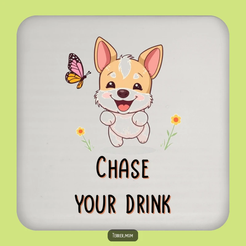 Funny Terrier Butterfly Coasters: Protect Surfaces with a Happy Dog, Unique Gift