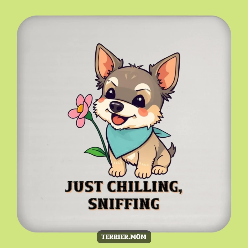 Funny Terrier Flower Coaster: Bandana Dog Drink Protector, Housewarming Gift