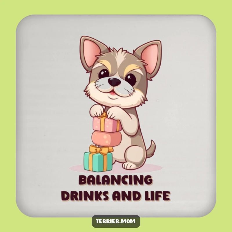 Funny Terrier Gift Stack Coaster Set - Protect Surfaces Gift