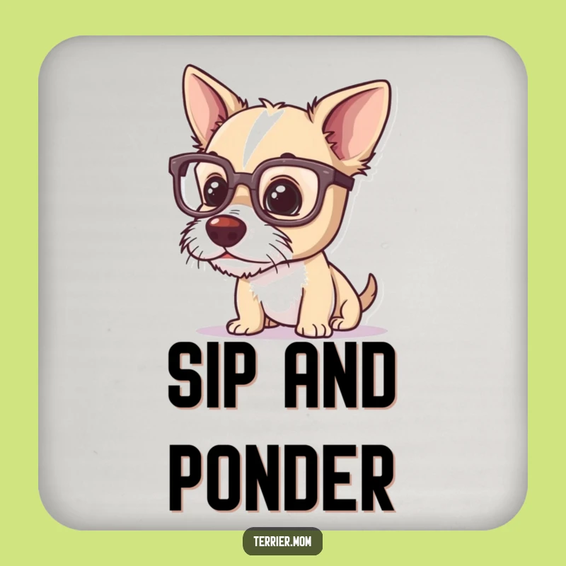 Funny Terrier Glasses Coaster Set: Hilarious Dog Gift for Smart Gatherings!