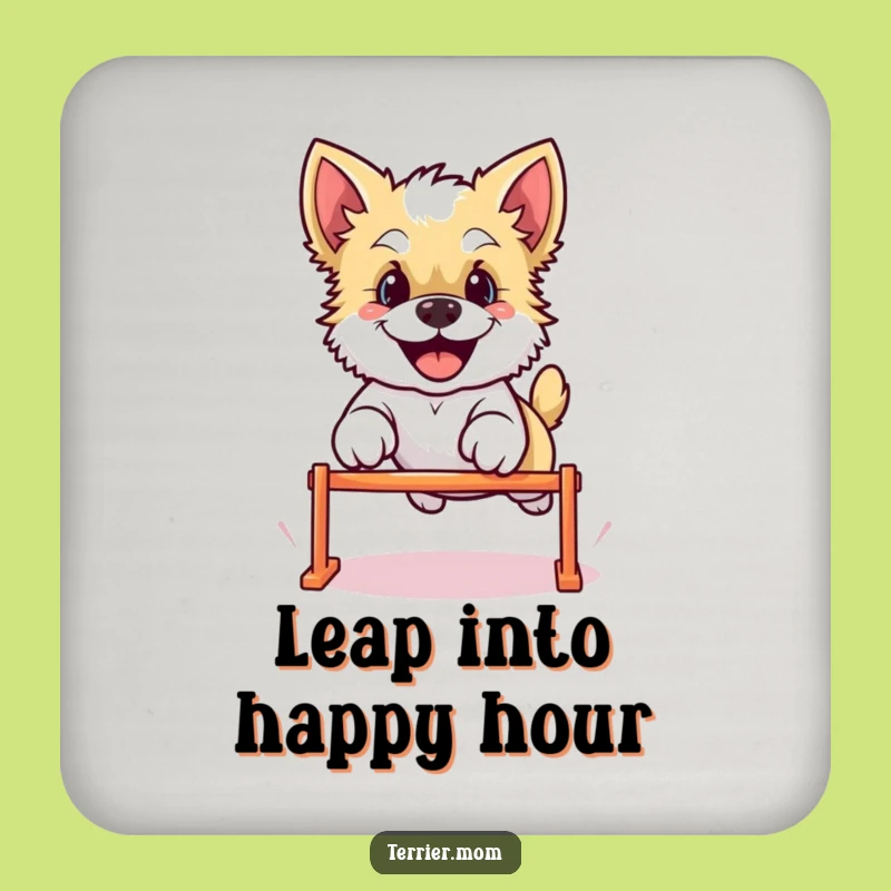Set of Funny Kawaii Terrier Dog Coasters - Leaping Dog Party Gift