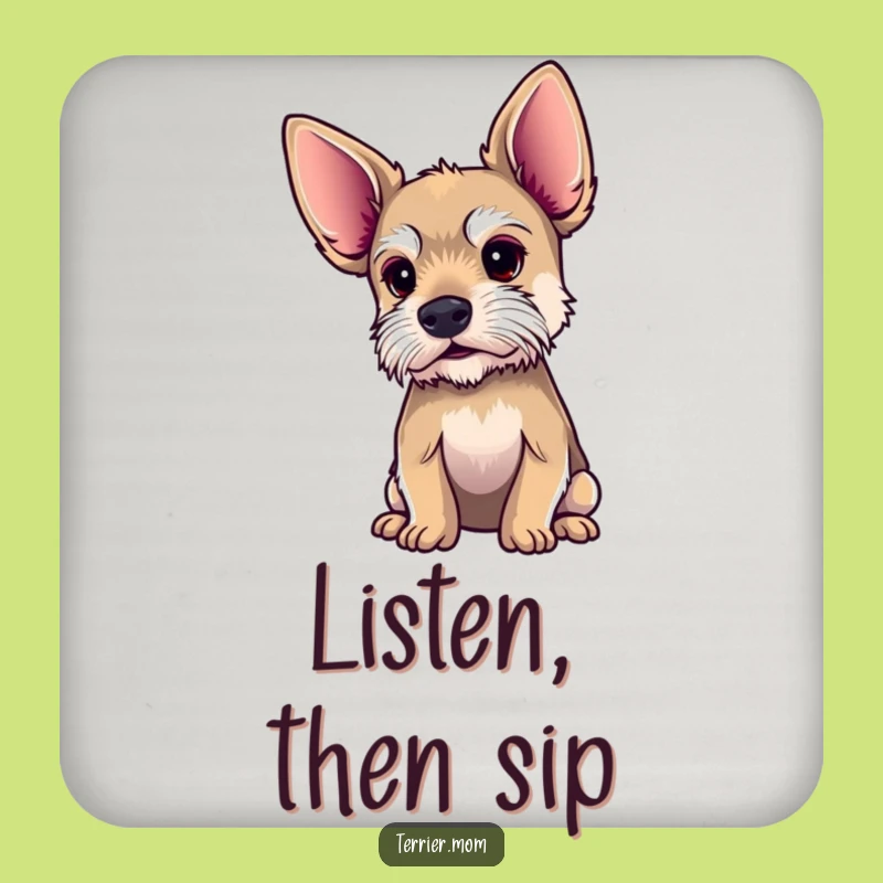 Protect Your Surfaces: Funny Big Ears Terrier Drink Coaster for Attentive Homes!