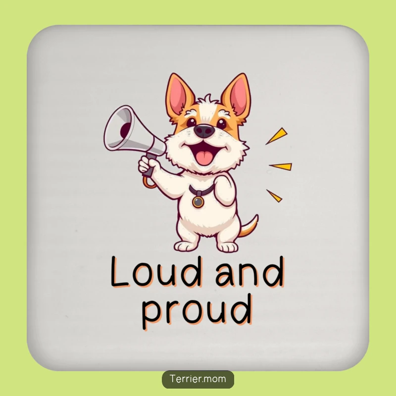 Funny Terrier Megaphone Coaster Set: Protect Surfaces with Rallying Enthusiasm