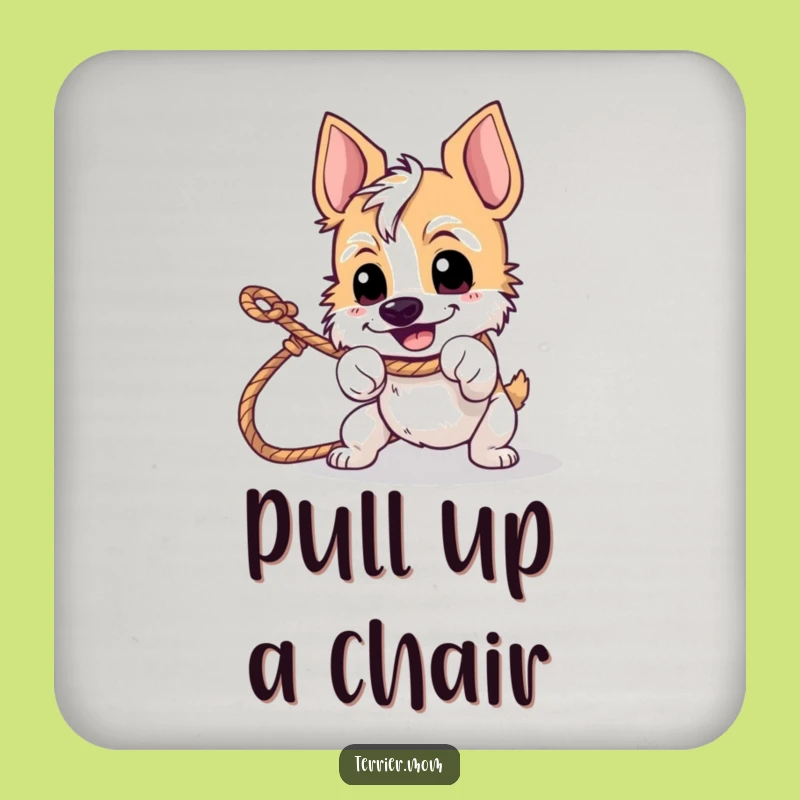 Funny Tug-of-War Terrier Drink Coaster - Protect Surfaces with Pup Power