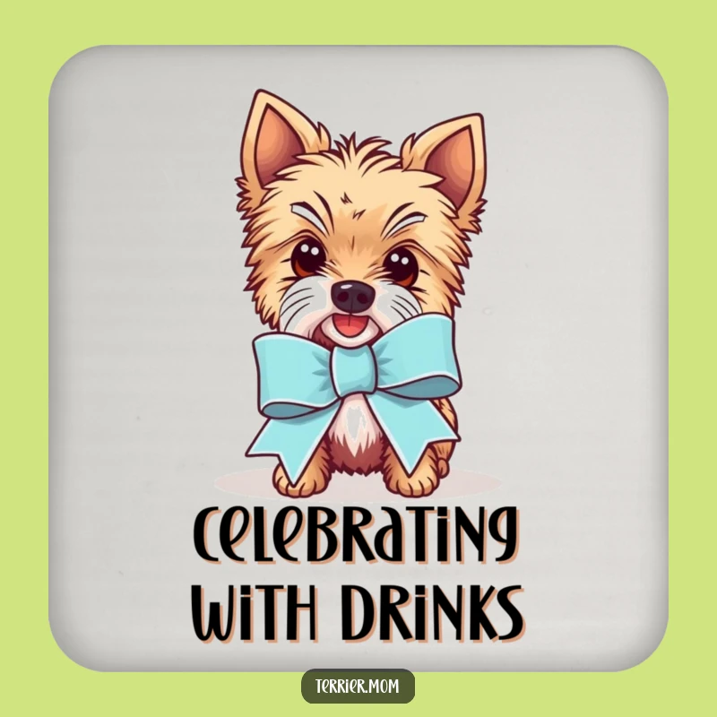 Set of Funny Kawaii Terrier Ribbon Coasters - Celebration Party Gift
