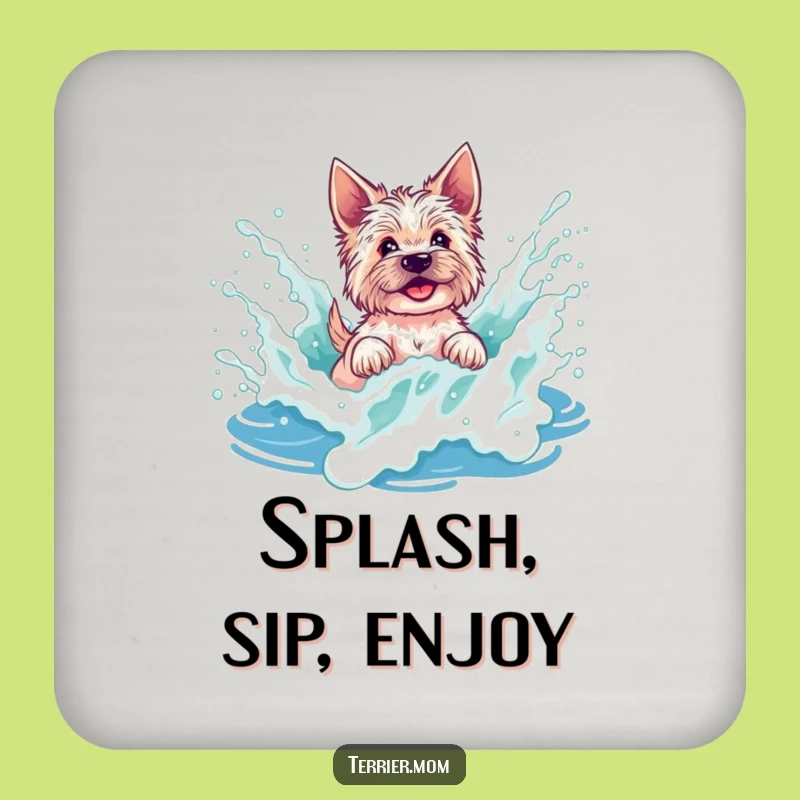 Funny Terrier Wave Splash Coaster Set - Protect Surfaces Gift