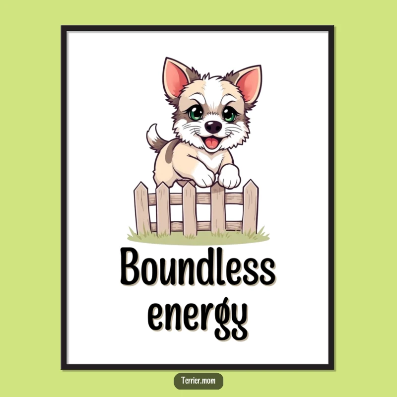 Funny Leaping Terrier Poster - Energetic Wall Art for Dog Lovers