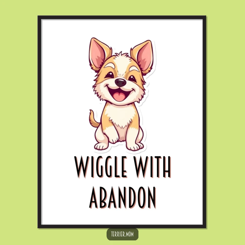Funny Excited Terrier Poster: Art That Wiggles with Joy!