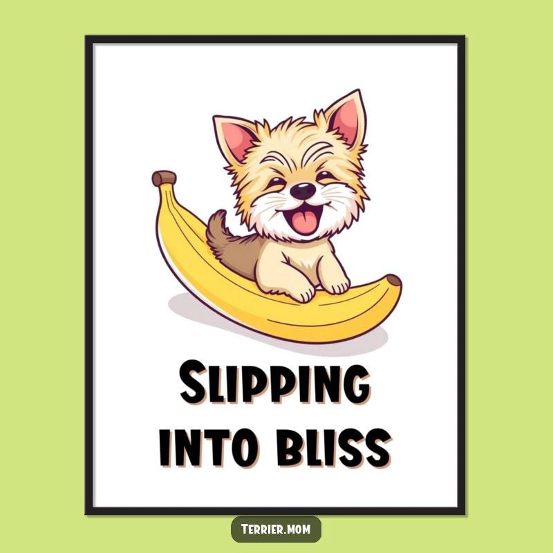 Funny Giggling Terrier Dog Banana Peel Slide Poster - Hilarious Wall Art