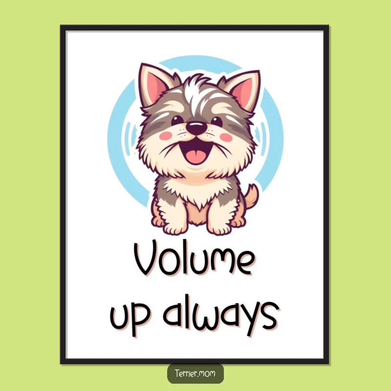 Funny Kawaii Terrier Dog Poster: Decorate With a Cheerful Bark Sound Wave!