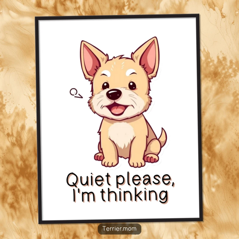 Funny terrier poster showing a dog with a speech bubble, playfully barking, adding a humorous and cheerful vibe to any room as a gift.