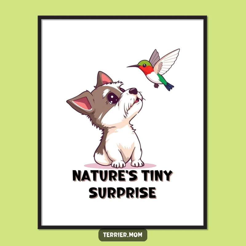 Funny Terrier Hummingbird Art Poster: Bring Delightful Surprise into Your Home
