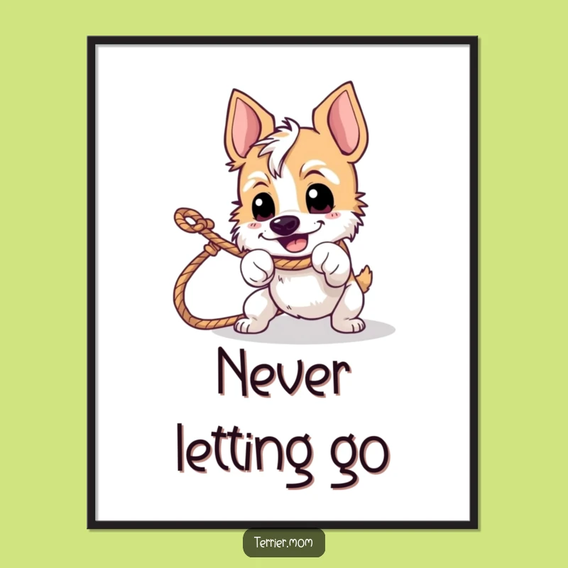 Funny Tug-of-War Terrier Poster - Energetic Art for Determined Souls