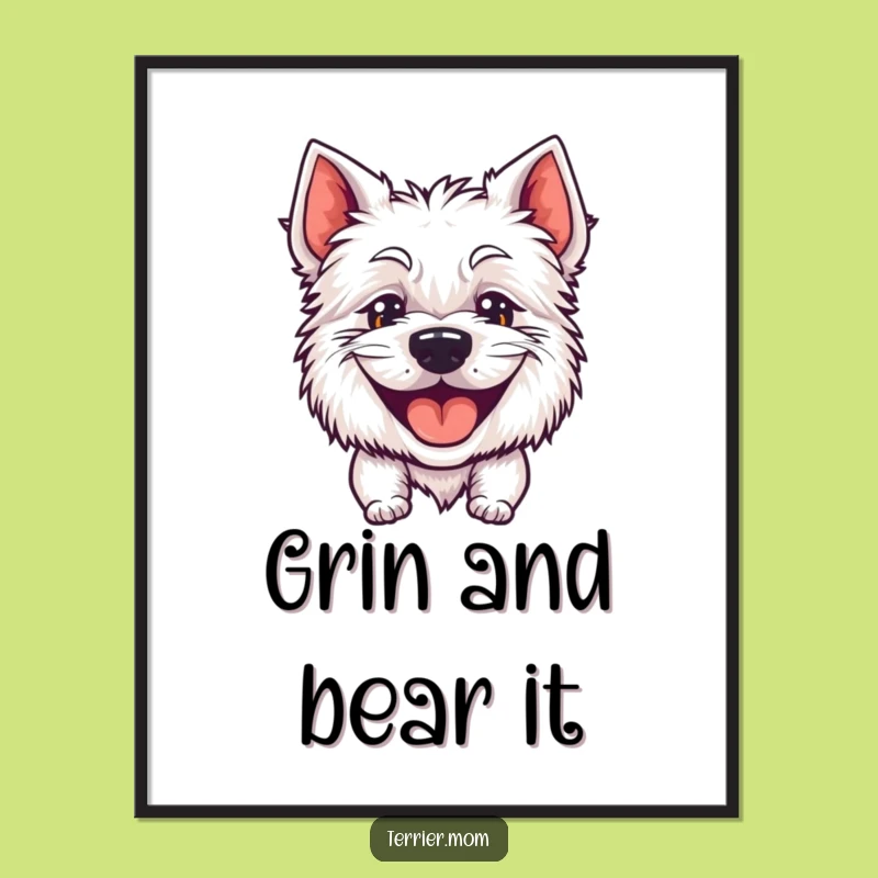 Funny Goofy Grin Terrier Poster - Joyful Happy Dog Wall Art Gift